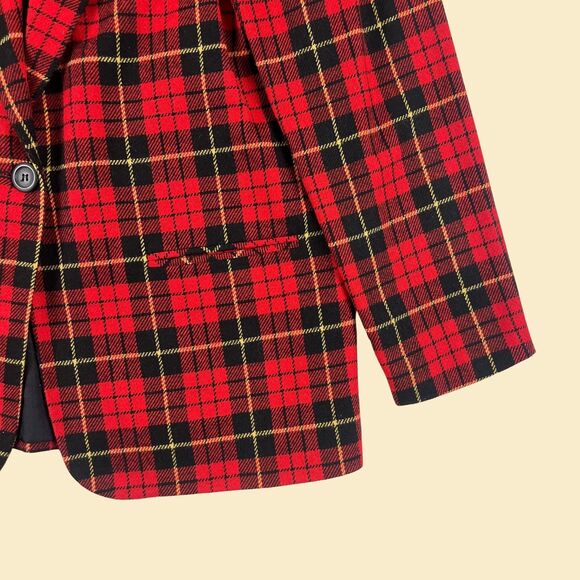 80s/90s plaid red coat by Sag Harbor, vintage size 14 red & black blazer/coat - Picture 9 of 9